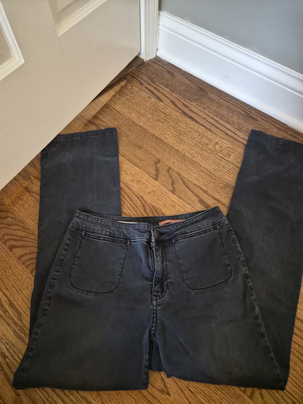 Anthropologie Blue Boot-Cut pants with Front Patch Pockets